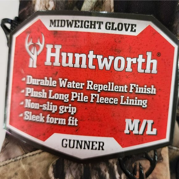 Mens Hunting Gloves Huntworth Mossy Oak Gunner Midweight Camo Size M/L - Picture 2 of 10